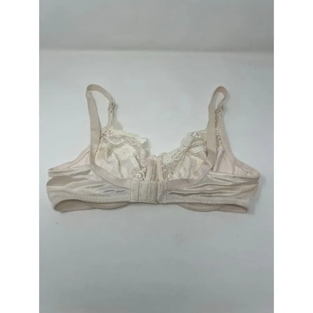 Vintage Vtg Wacoal 85196 Embroidered Floral Bra Lace Unlined UW Womens 34D Beige